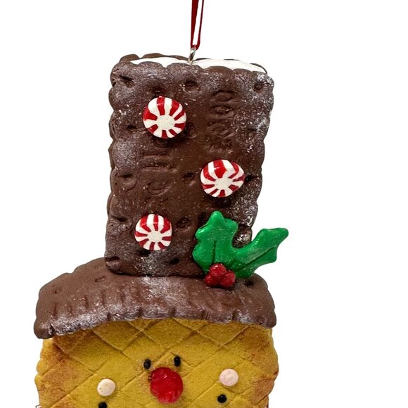Snowman Ornament Faux Cookie Chocolate Peppermint Top Hat Holiday Kitchen Decor - Picture 2 of 16